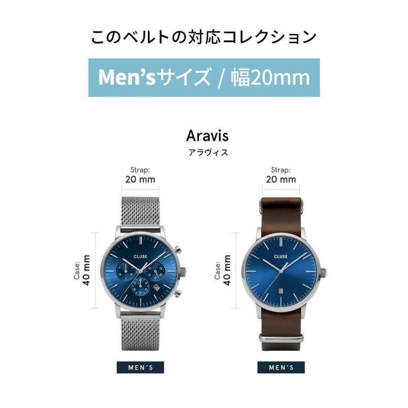 20mm / Men'sサイズ NATO レザーベルト ダークブラウン / ローズ