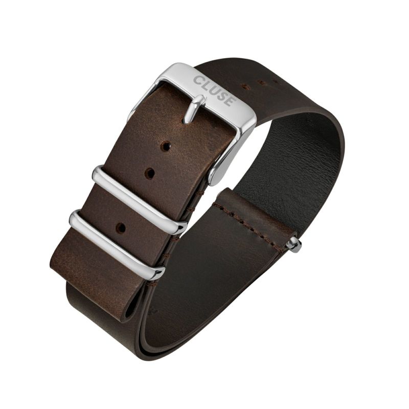 20mm / Men'sサイズ NATO レザーベルト ダークブラウン