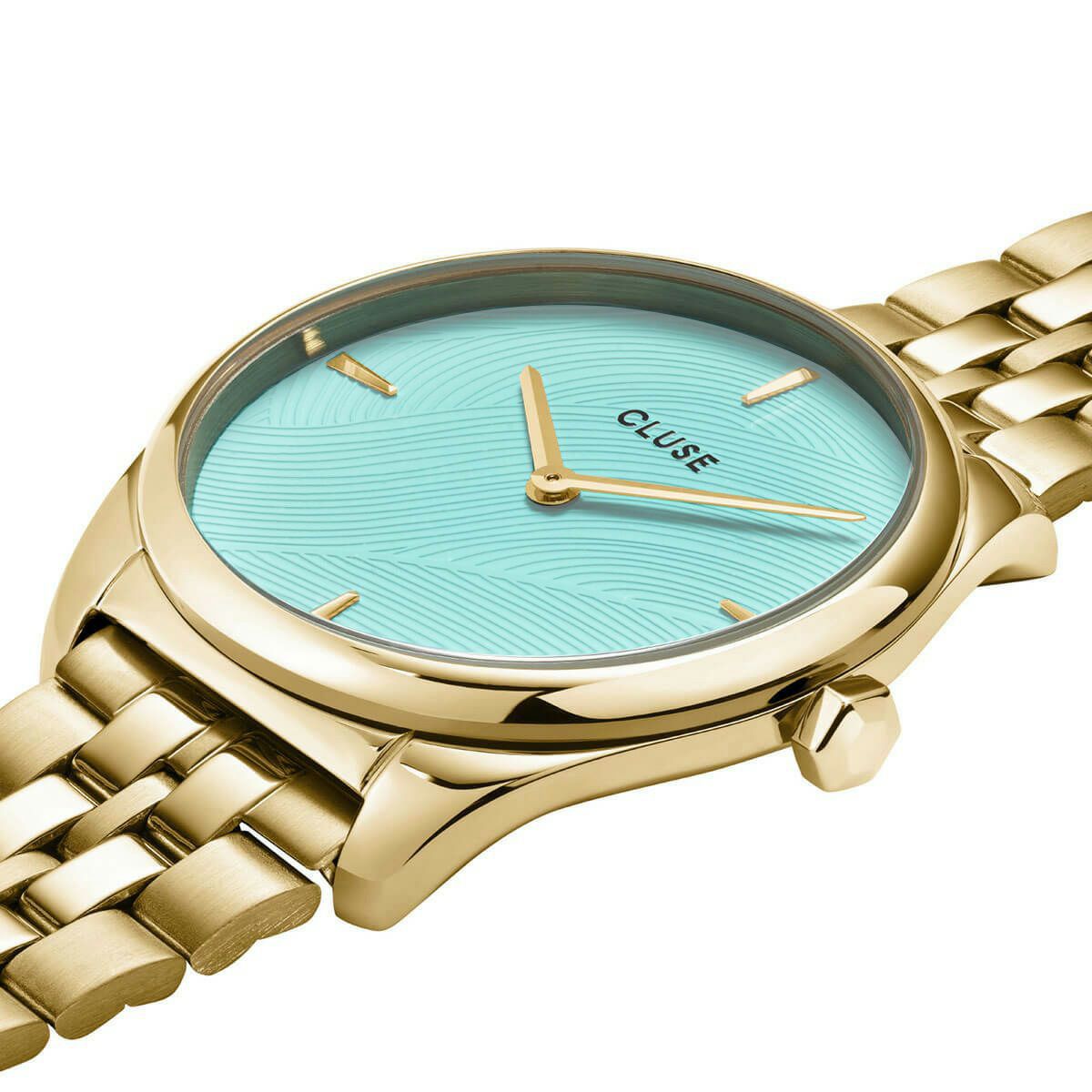 フェローチェ ペティット リーフテクスチャ プールブルー ゴールド